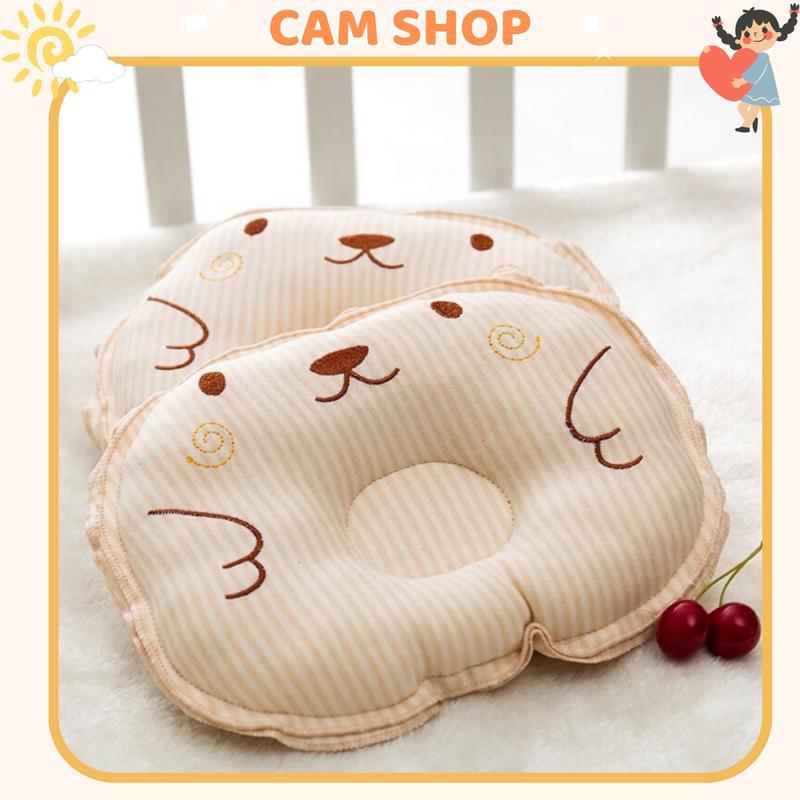  Gối lõm Gối định hình bảo vệ cotton Mềm chống méo bẹt đầu cho bé sơ sinh hình gấu Vải Cotton 