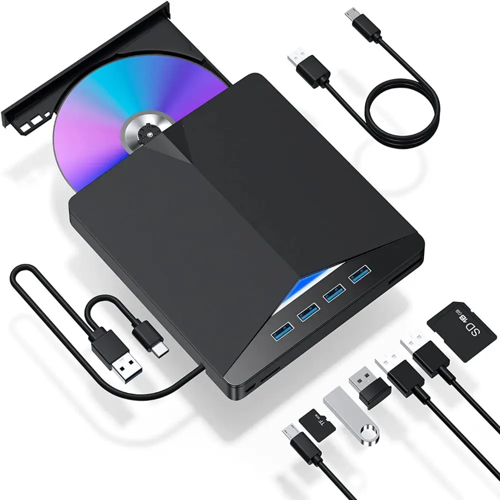 CD Writer Super Drive USB3.0 External DVD Recorder Drive Portable Type-C USB 3.0 Portable DVD Drive Plug and Play Multi-Function External DVD Player VCD