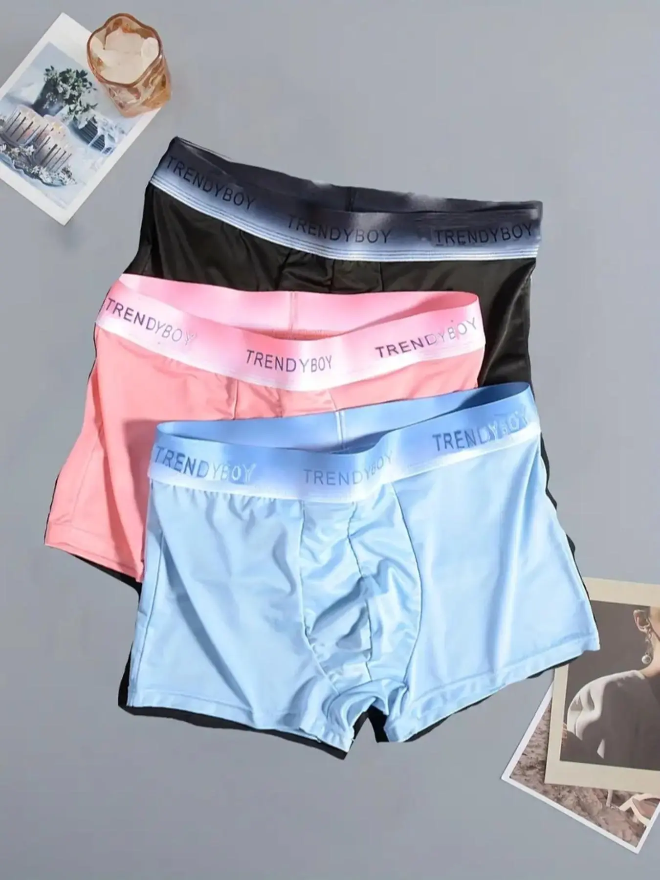Men's 3pcs Letter Print Boxer Briefs, Soft Breathable Comfy Boxer Brief for Daily Wear, Men's Underwear for All Seasons