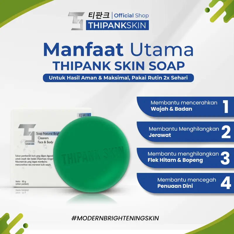 [ Paket 1 pcs ] Thipank Skin Face And Body Soap sabun pemutih/pemutih kulit pria/sabun pemutih seluruh tubuh/sabun pemutih wajah pria/ Membersihkan Memutihkan Mencerahkan Melembutkan Hitam Kering skincare cowok organik pelembab facial Pembersi 2