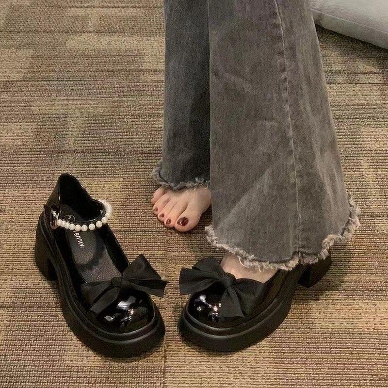 Giày Nữ, Cỡ Lớn (35-43), Phong Cách Mary Jane, Có Nơ, Gót Chunky, Hoàn Hảo Cho JK 2