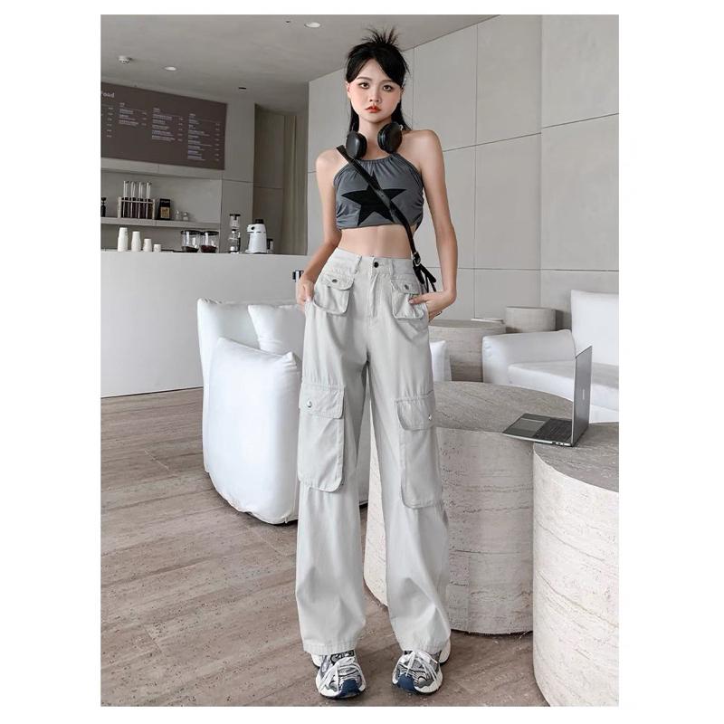 BEIGE JEANS CELANA PANJANG WANITA CARGO LONG PANTS WOMEN MX681 2