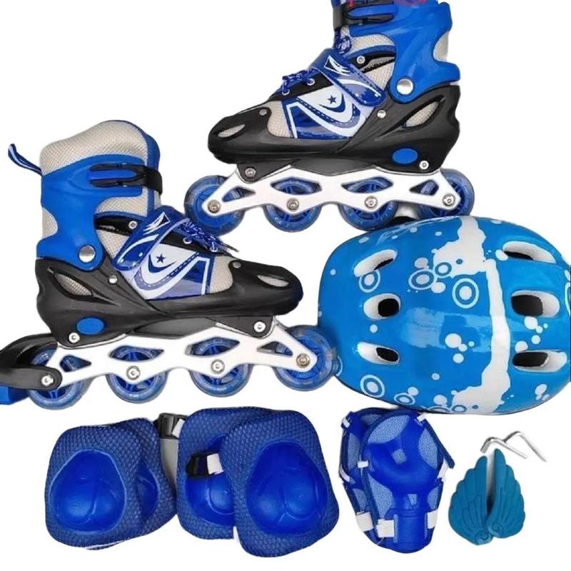 Giày trượt patin trẻ em, tặng mũ bảo vệ, bảo hộ tay chân, có đèn phát sáng, điều chỉnh tăng giảm được kícḣ thước Sneaker Sport