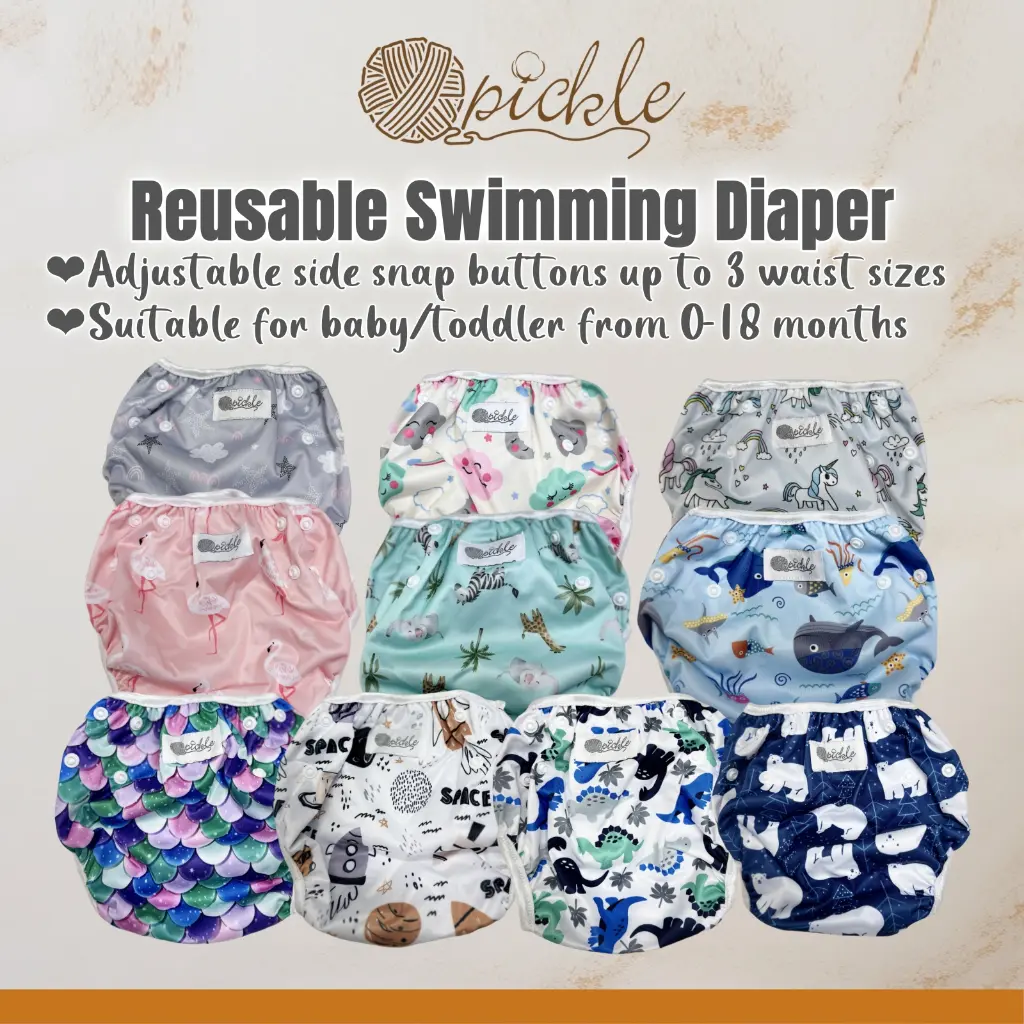 Reusable Swimming Diaper 0-18 months Adjustable Snap Swim Diaper Snug-fitting Elastic