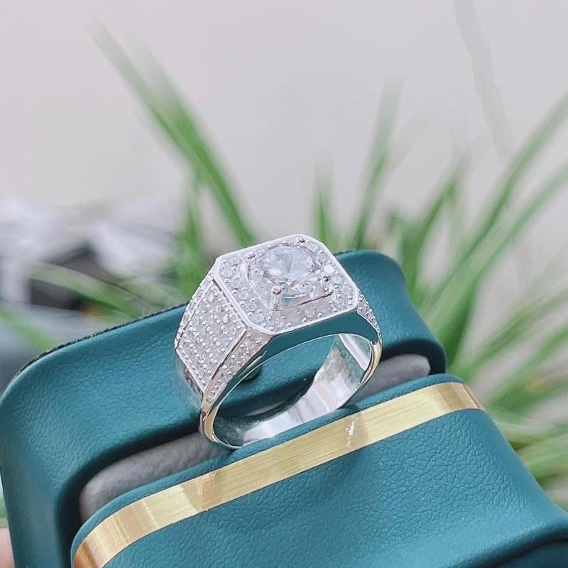 Nhẫn Nam N85 Bạc ta đính full đá sang trọng và tinh tế cho nam có đủ sz tay HHJ