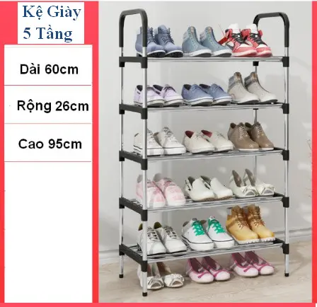 Kệ giày 5 tầng khung inox tiện dụng