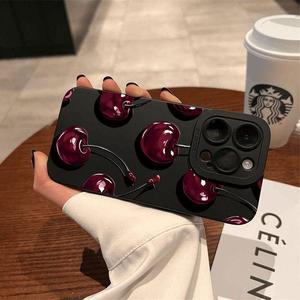 Funda para celular con patrón de cerezas, funda protectora anticaídas, cubierta para móvil completamente protectora y a prueba de golpes para iPhone 11 12 13 14 15 Pro Max, Casing