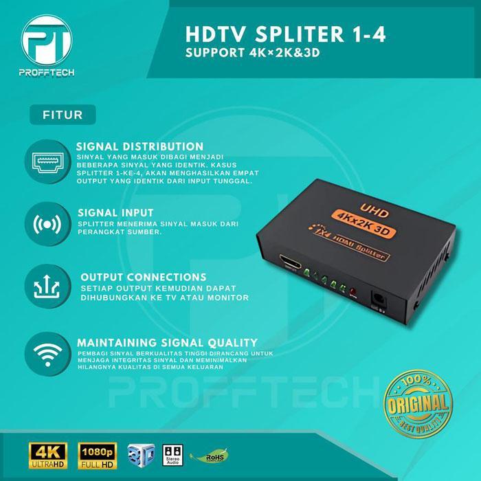 Profftech HDMI Splitter 4 Port 1 In 4 Out HDTV Full HD 3D 4K - Shop ...