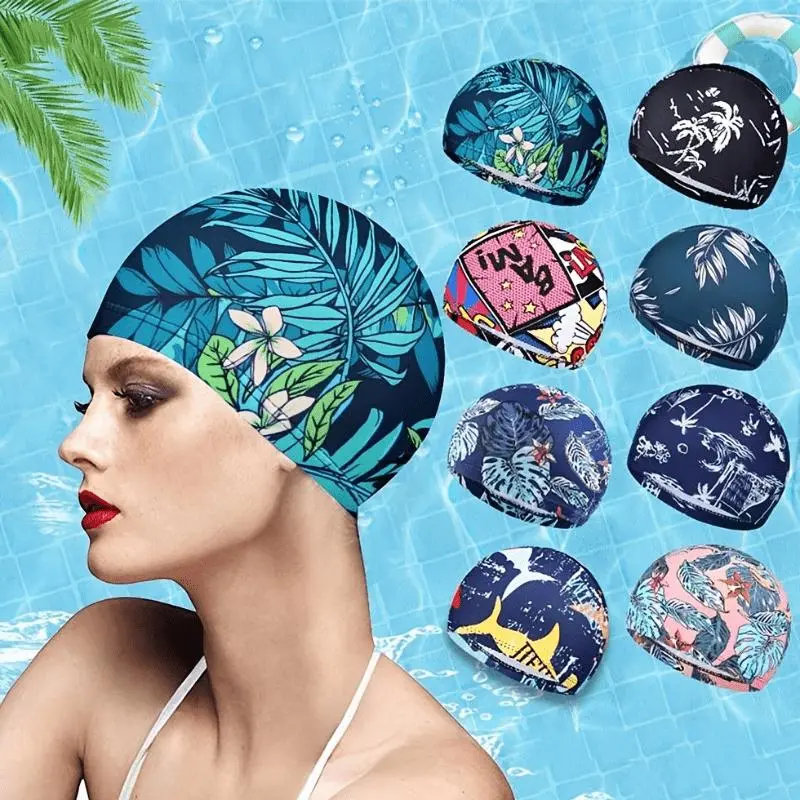 Colorful Print Swimming Cap, 1 Count Waterproof Swimming Cap for Women & Men, Swimming Accessories for Adults & Teens