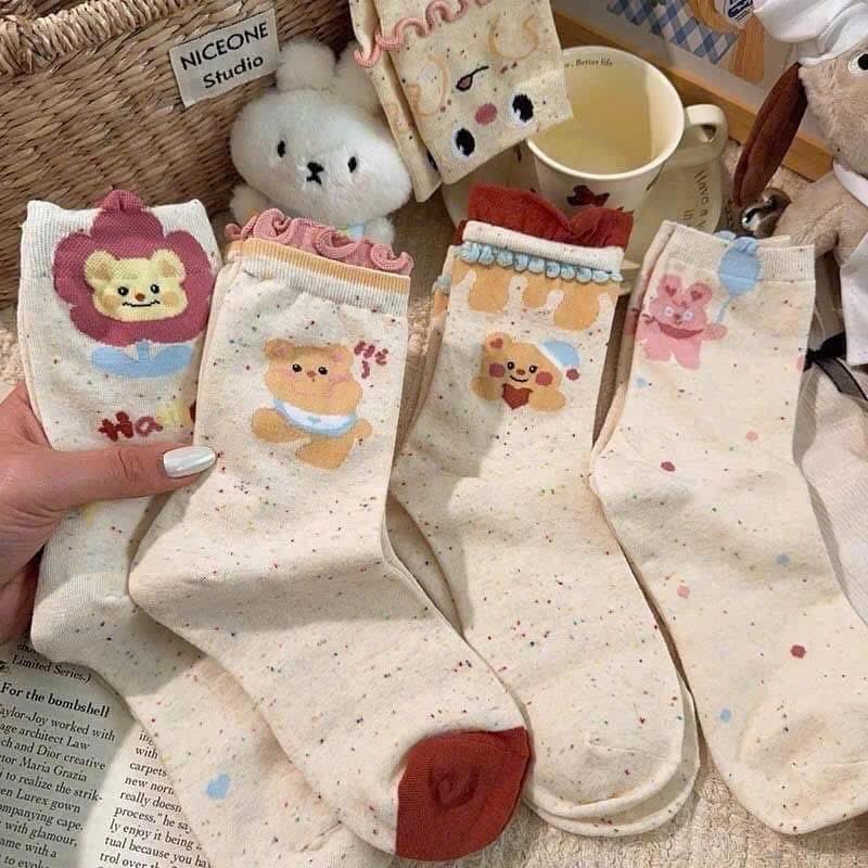  Set 10 đôi tất hoạ tiết cute mix đủ hình siêu xách cho bạn yêu thích sự đáng yêu - NICEONE 