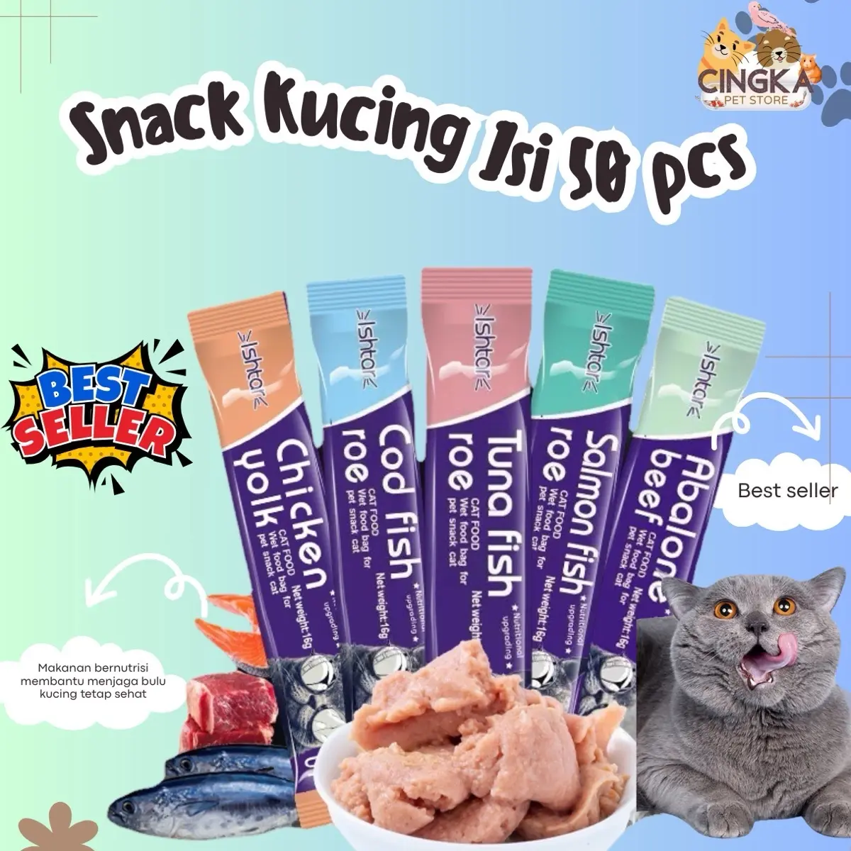Paket Snack kucing isi 50 pcs