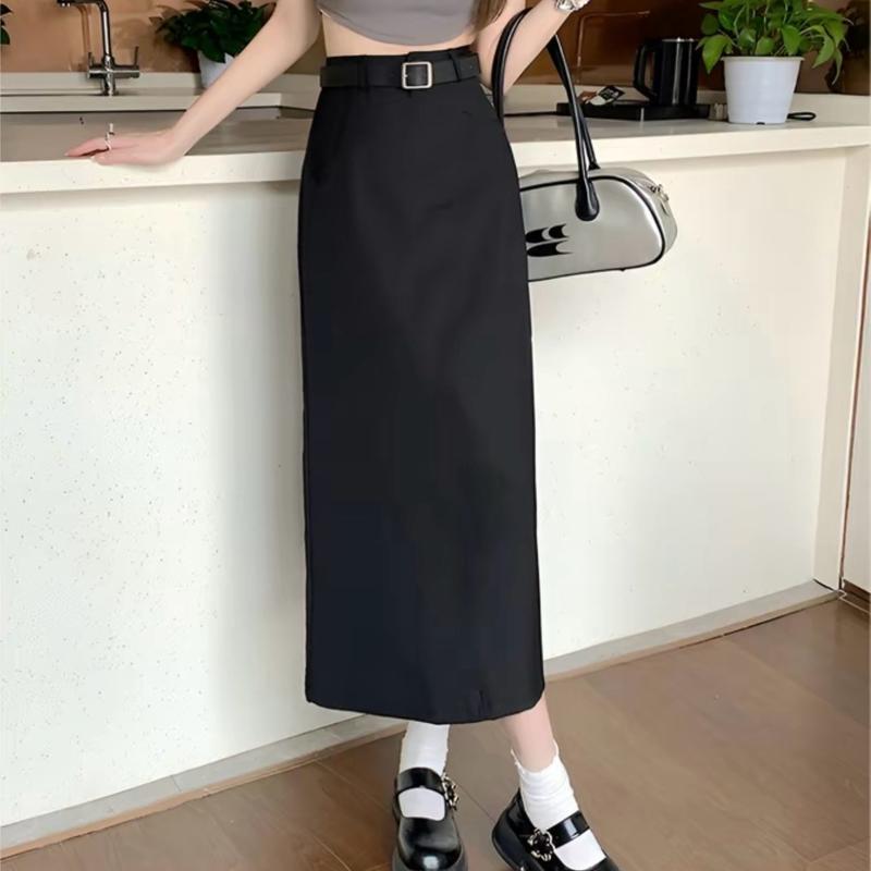 Chân váy midi dáng dài kèm đai chân váy công sở thời trang dễ phối đồ năng động phong cách Hàn Quốc 4