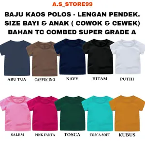 Baju Kaos Polos Bayi dan Anak Lengan Pendek  Katun