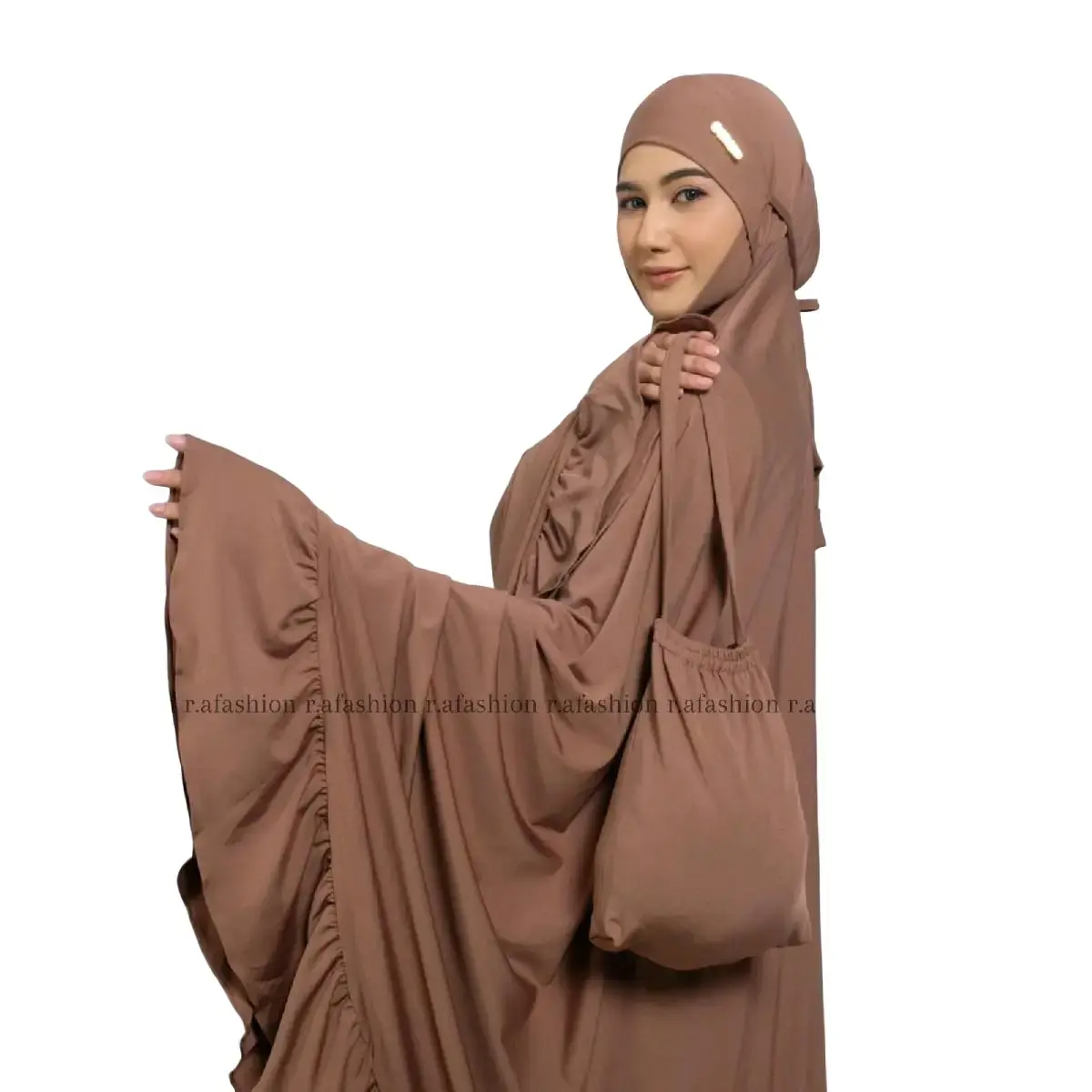 Ra Fashion - Mukena Dewasa Jersey Syar'i penutup dagu Muslim Rempel Super jumbo mewah Nyaman Lembut TikTok Re-launch beli lokal Travel Atasan Bawahan Renda