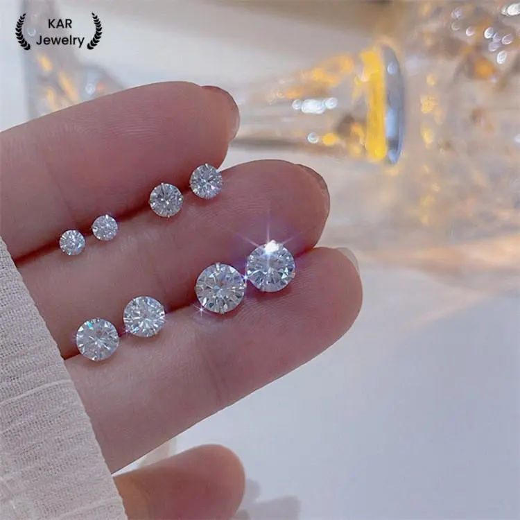 Bông Tai Đinh tán Kim Cương, Thiết Kế Đơn Giản Và Tươi Mới, Chất Liệu Bạc S925, Zircon Mini, Màu Trắng, Thích Hợp Cho Học Sinh, Phụ Kiện Thời Trang Nam Và Nữ, Bông Tai Đinh tán