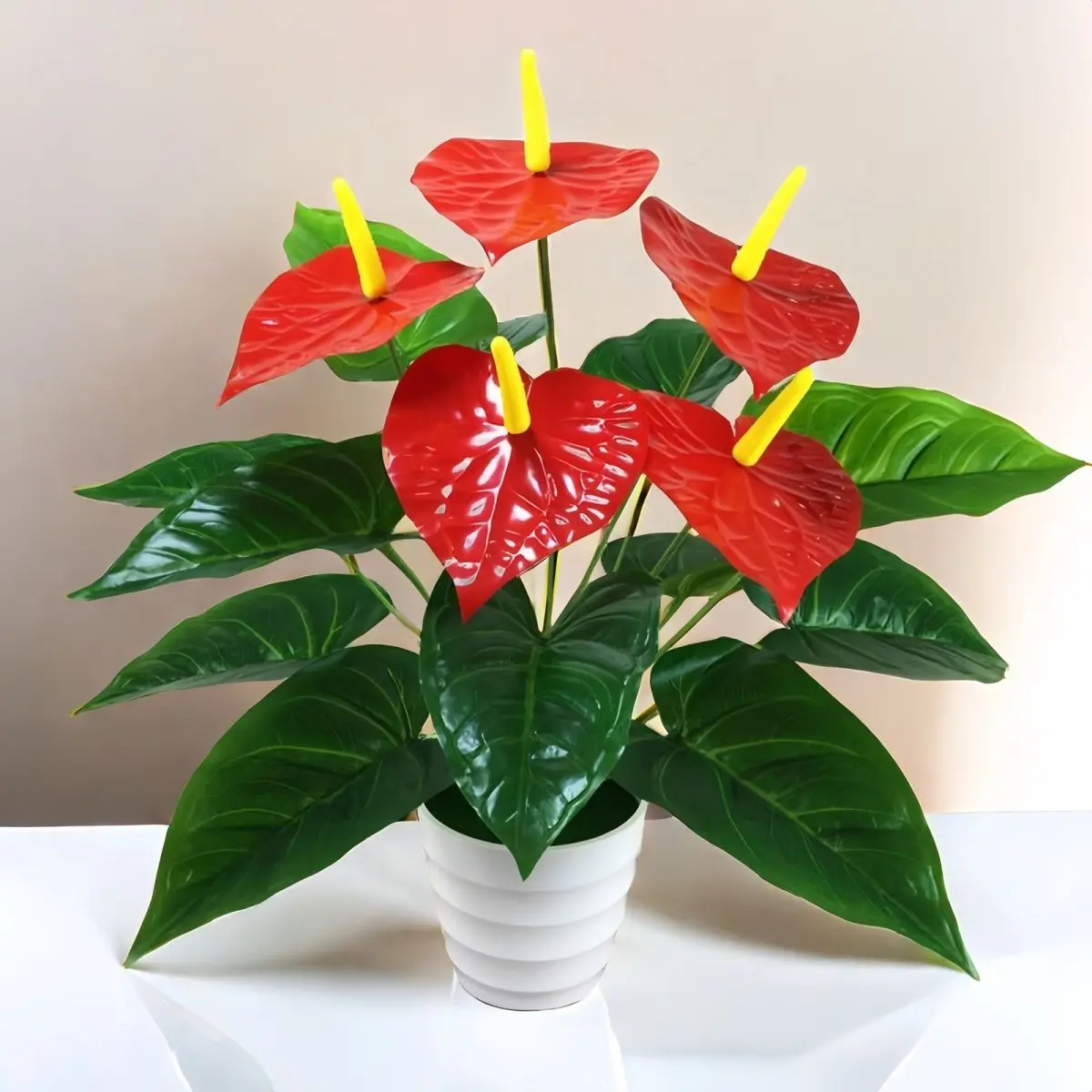 Artificial Tropical Palm Leaf Plants, Home Green Plants, Used for Home and Garden Decoration, Suitable for Wedding, Christmas and Other Festivals, Suitable for Indoor and Outdoor Decoration, Simulation Anthurium Andraeanum Lind Fake Flowers bonsai  tree