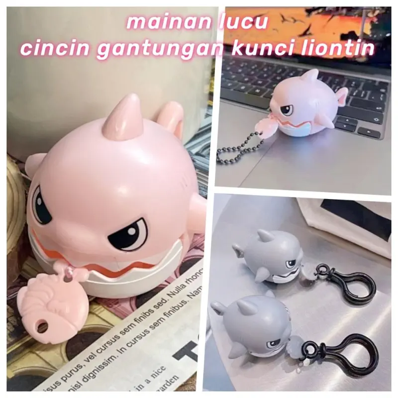 [COD] Hadiah Ramadhan Cute Gantungan Kunci Hiu Gantungan Kunci Lucu Aksesoris Tas Sekolah Hiu Kecil Dengan Tali Tarik Hadiah Untuk Teman Bag Hangers Keychain Merah 4