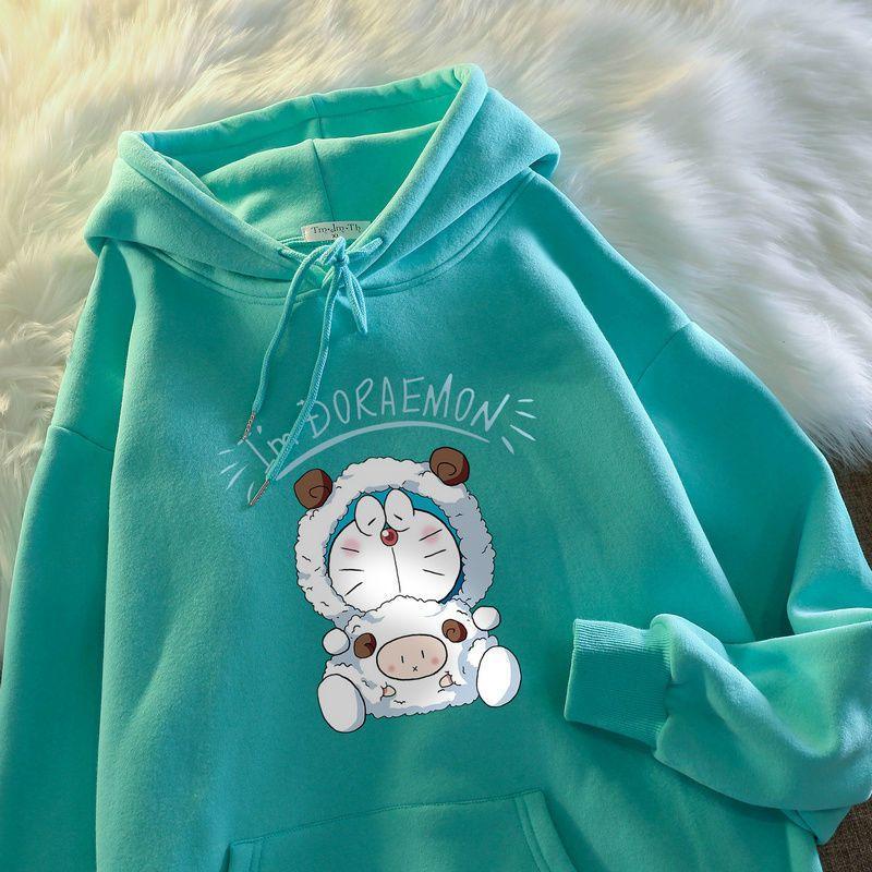 Áo Len Có Mũ Doraemon Cho Người Nổi Tiếng Trên Internet, Trang Phục Cặp Đôi, Ins, Mùa Thu Và Mùa Đông, Đa Năng, Thường Ngày, Áo Khoác Rộng, Áo, Thời Trang Nam Và Nữ 3