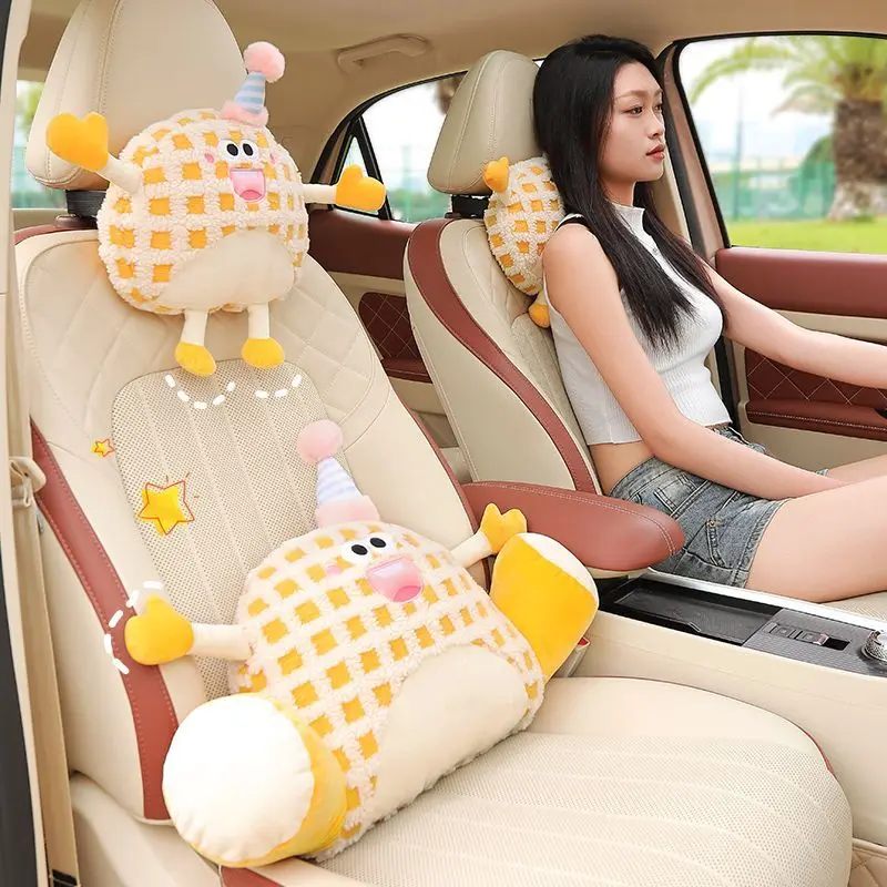 Gối Cổ Tựa Đầu Ô Tô, Gối Dễ Thương Hoạt Hình, Đệm Lưng Ghế Ô Tô, Đệm Eo, Thích Hợp Cho Nội Thất Ô Tô, Đệm Hỗ Trợ Eo Lái Xe, Cho Năm 2024