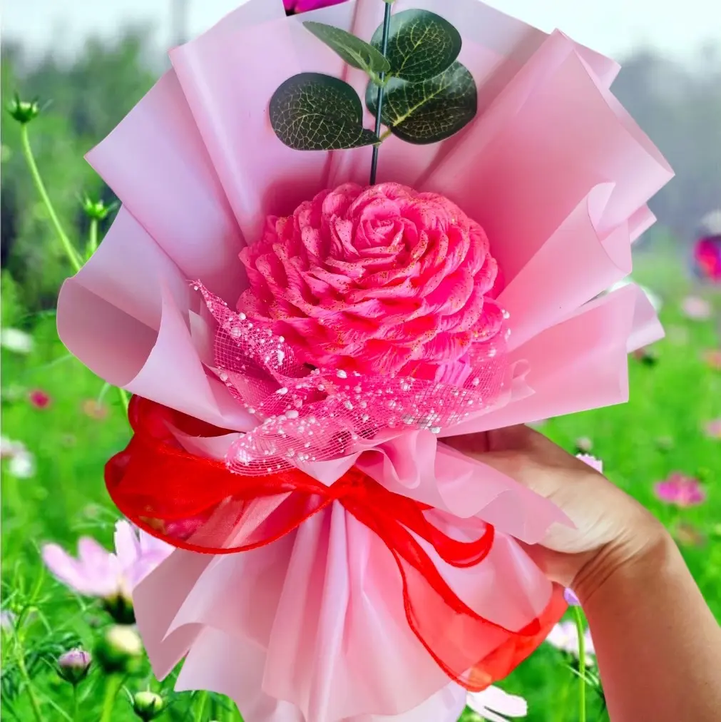 Hoa  hồng  giấy  nhún ý size vừa