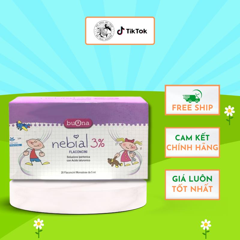DUNG DỊCH NƯỚC MUỐI ƯU TRƯƠNG NEBIAL 3% FLACONCINI - 20 ỐNG 5ML NHỎ MŨI VÀ RỬA MŨI LÀM SẠCH MŨI GIẢM NGHẸT CHO BÉ CỦA Ý