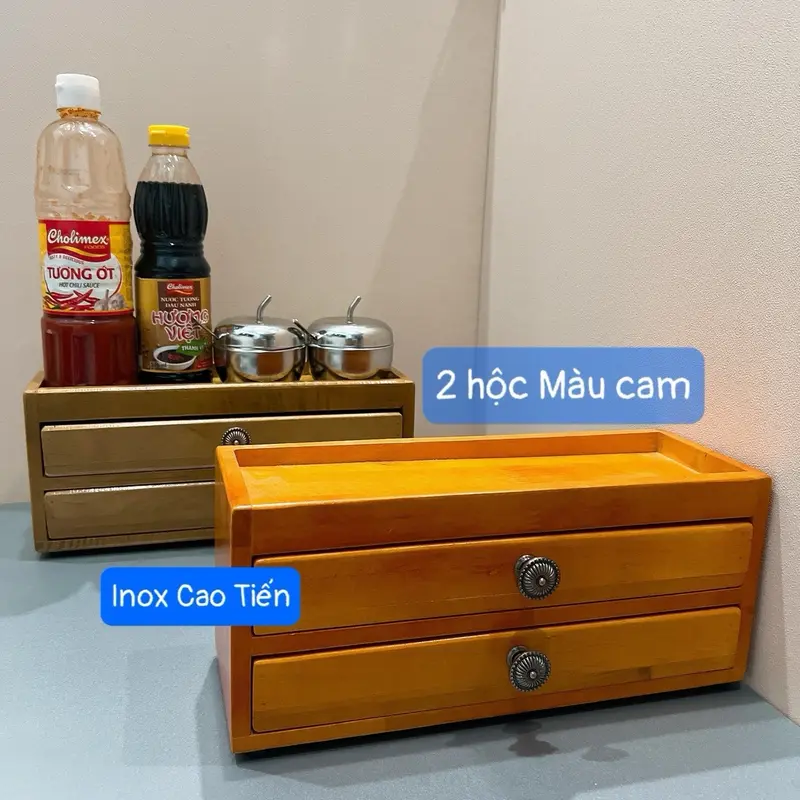 Hộp gỗ đựng đũa muỗng 1 ngăn & 2 ngăn 2