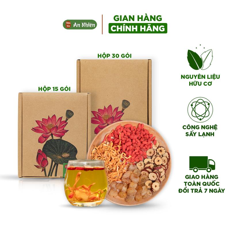 [Ưu đãi] Trà Đông Trùng Hạ Thảo Long Nhãn Tứ Vị An Nhiên, nâng cao sức khoẻ, Nguyên liệu sấy lạnh, Hữu cơ, Sấy lạnh Nước Trà Tea