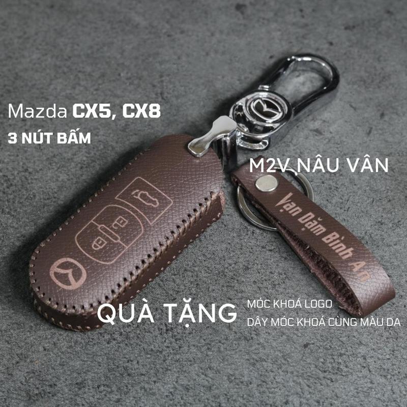 Bọc chìa khoá Mazda CX5 CX8, Mazda 3, Mazda 6, CX9, Mazda 2 có 2 nút bấm 3 nút bấm da thật Móc Khoá Móc Khóa