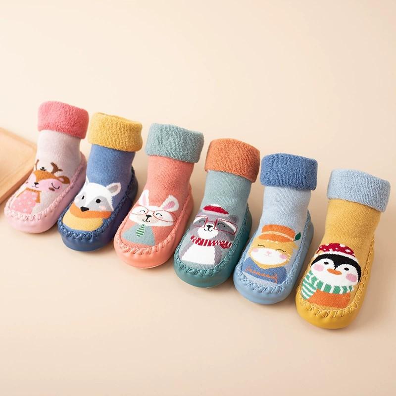 Product Introduction of Baby Sock Shoes, Non-Slip Spring and Autumn New Baby Class a Thickened Male and Female Middle Tube Children's Socks, Room Socks 0