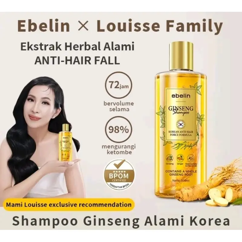 EBELIN SHAMPOO ANTI HAIR FALL SHAMPOO 300ML GINSENG ALAMI MENGATASI RAMBUT RONTOK PERAWATAN RAMBUT SHAMPOO GINSENG ALAMI 2