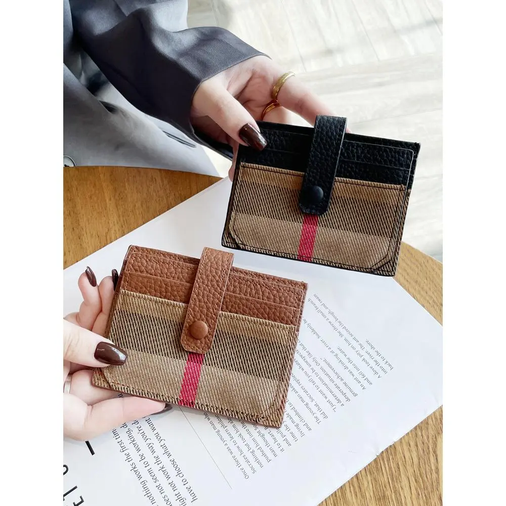Ladies Canvas+Cowhide Ultra-Thin Multi-Card Card Holder Mini Wallet