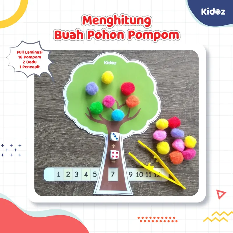 Mainan Edukasi Menghitung Pohon Pompom 0