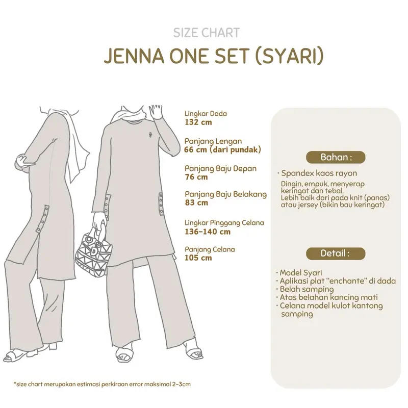 JENNA ONE SET SYARI by enchante • (Setelan Panjang/ Non Busui/ Oversize /Kaos Spandek Rayon) 2