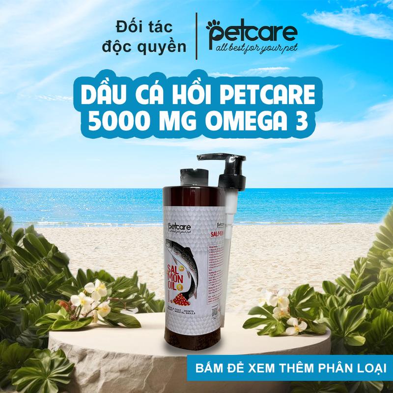 Dầu Cá Hồi PetCare với 5000MG Omega 3 - Giảm rụng lông giúp lông bóng mượt tăng cường đề kháng vitamin & canxi,giúp xương chắc khoẻ chăm sóc mắt mắt hiệu quả dùng cho các dòng Thú Cưng Chó & Mèo