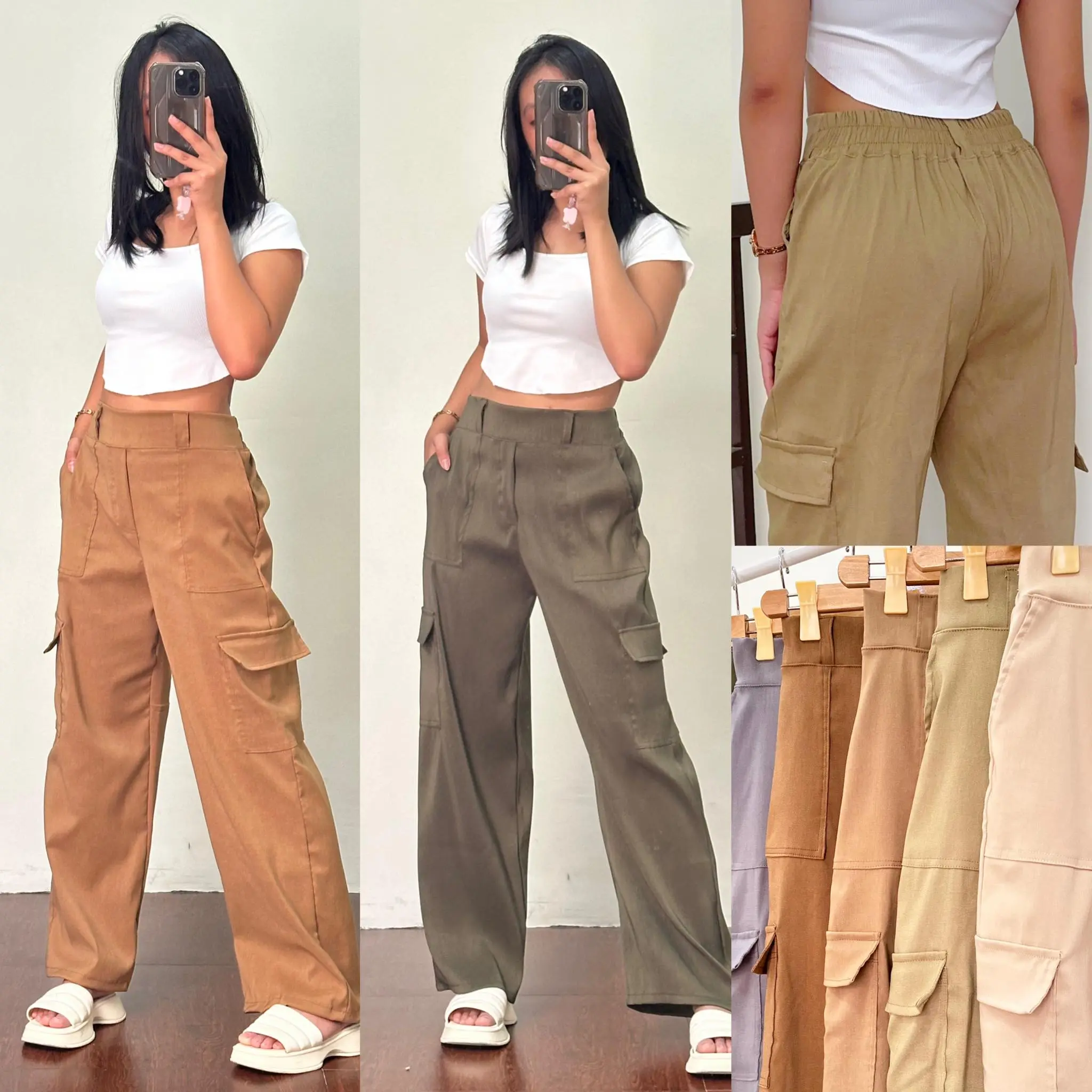 GATclothing - SELENE CARGO PANTS - WOVEN - STRETCHABLE - TRENDY WIDELEG PANTS