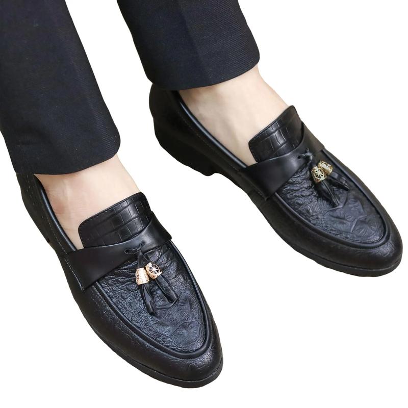Shoes Nam-Giày Lười Nam-L184 Giày Da Nam Đẹp Dập Vân Cá Sấu - Giày Nam Hàn Quốc Gắn Chuông Trẻ Trung Đế Khâu Chắc Chắn Hàng Việt Nam