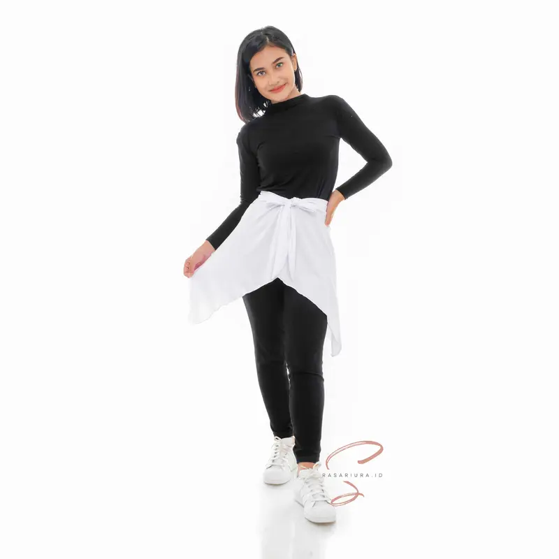 Rok Penutup Pinggul Pinggang Olahraga Rok Tali Aerobik  Zumba  Sport Nyaman Nyaman  Set Pakaian Hitam Muslim 5