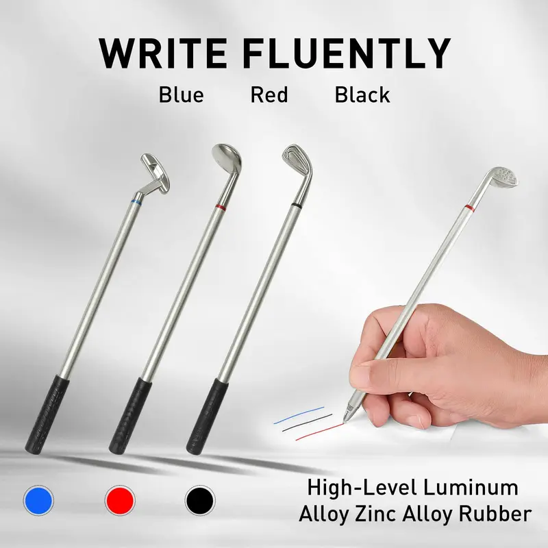 Mini Golf Club Putter Ballpoint Pen Set in Gift Box, 1 Set Desktop Decoration, School Supply, and Golf Accessories Combo, Ideal Gift Choice 3