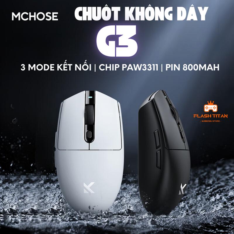Chuột Máy Tính Không Dây Mchose G3 - Chip PAW3311 Mạnh Mẽ - 3 Chế Độ Kết Nối - Pin 800mAh