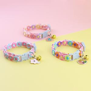 Adjustable Cat Collar With Bell, 3 Counts/set Cute Flower Pattern Pet Collar With Safety Buckle, Pet Supplies For Small Medium Dogs & Cats
