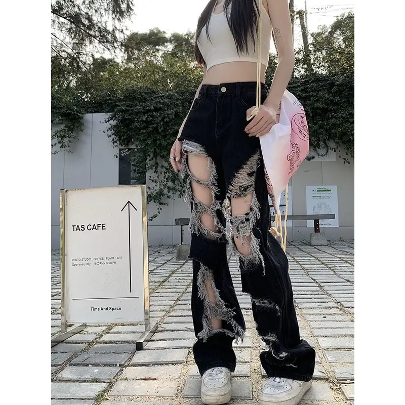 Quần Jean Rách, Ống Đứng, Cạp Cao, Ống Rộng, Phong Cách Mỹ