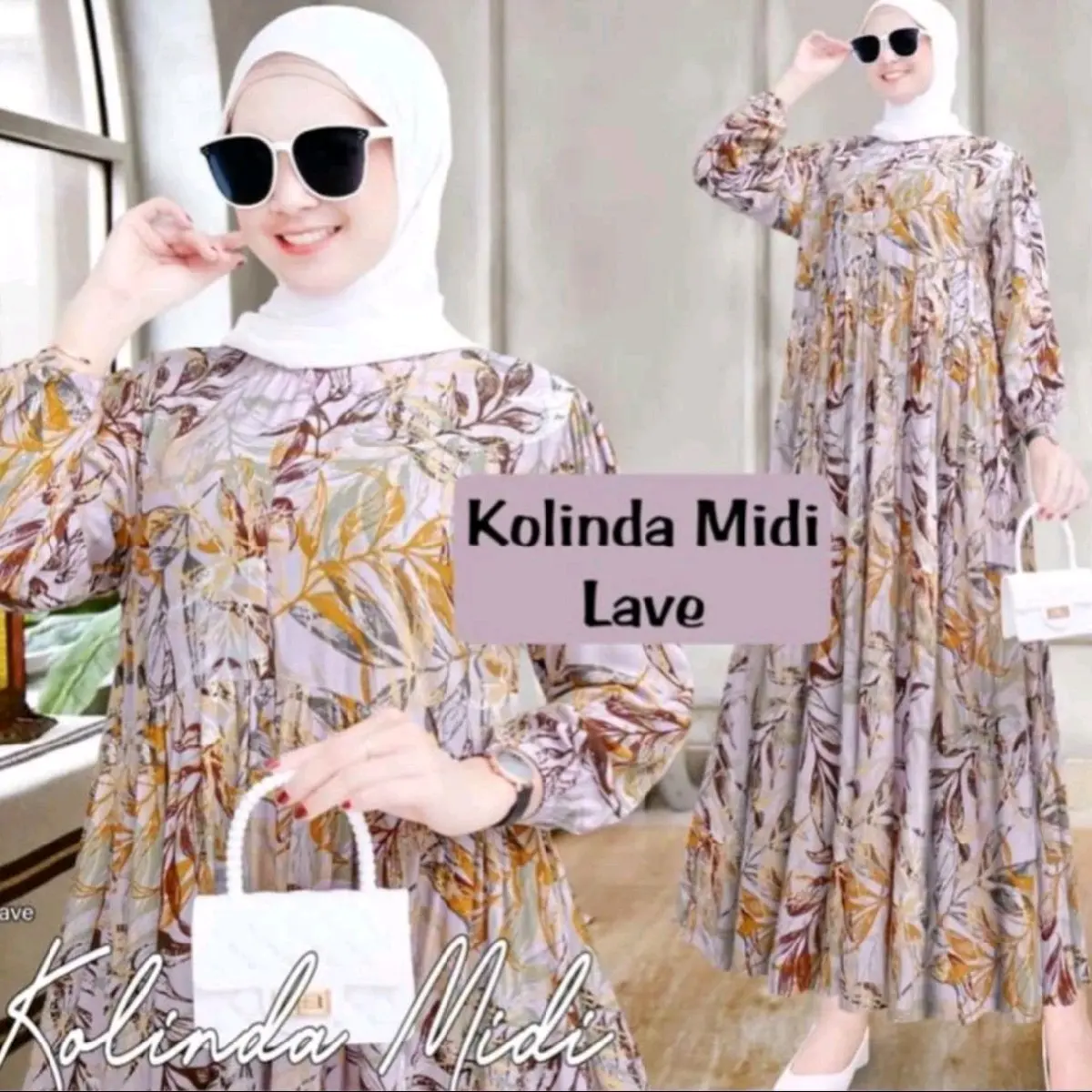 Kolinda Midi Dress bahan Rayon premium // Dress Muslim Wanita Tunik Atasan Formal Nyaman Formal Nyaman Lembut Pesta Panjang Gamis