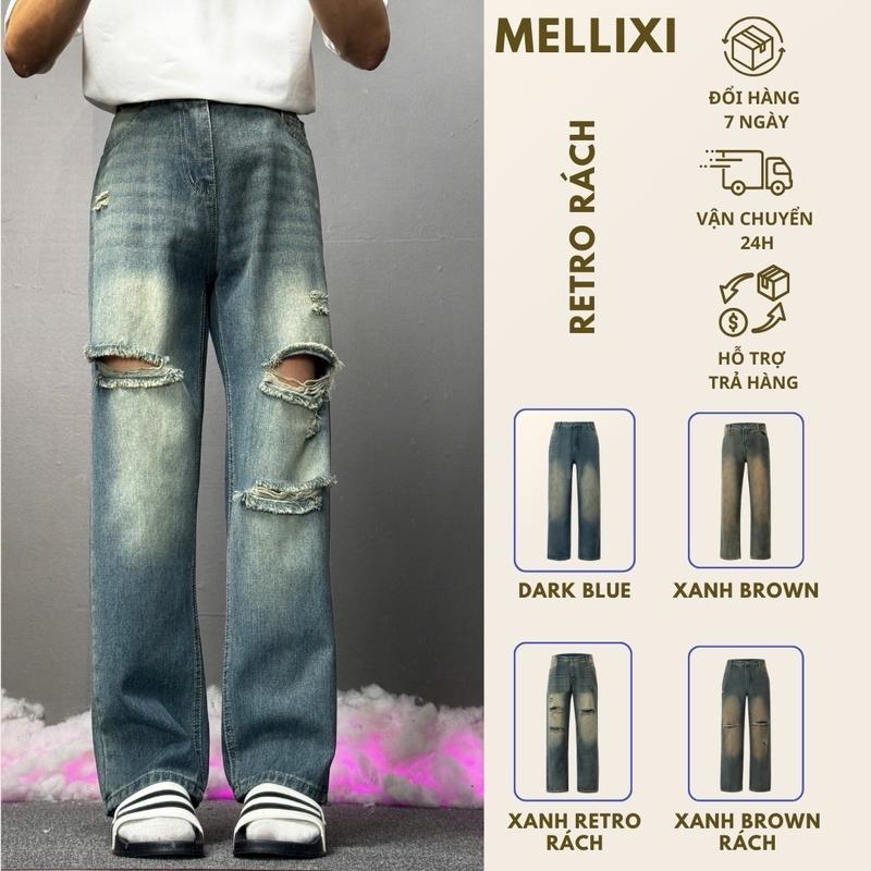 Quần jean nam nữ unisex, quần baggy ống đứng, quần jean ống xuông đứng cạp cao hottren MELIXI Pants Menswear Có Túi