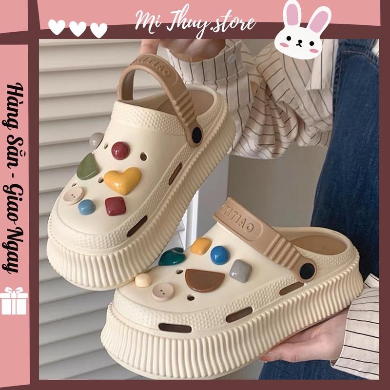 ( Chọn Tăng 1 size ) Dép sục XXT đế 5cm sticker giả đá nhiều màu dễ thương SỤC ĐÁ