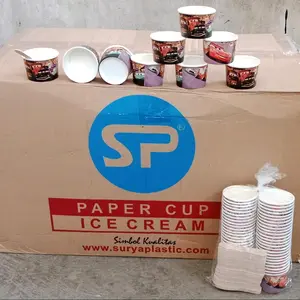 Paper Cup Ice Cream 2,5oz Motif + Sendok isi 50