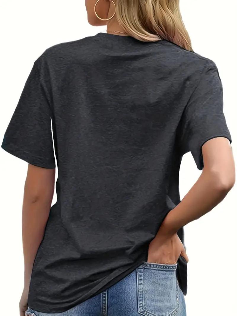 Product Introduction of Women's Floral & Guitar & Letter Print Round Neck Tee, Summer Clothes Women, Going Out Top, Streetwear, Casual Graphic Short Sleeve T-Shirt for Summer, Y2k Outfits Streetwear 11
