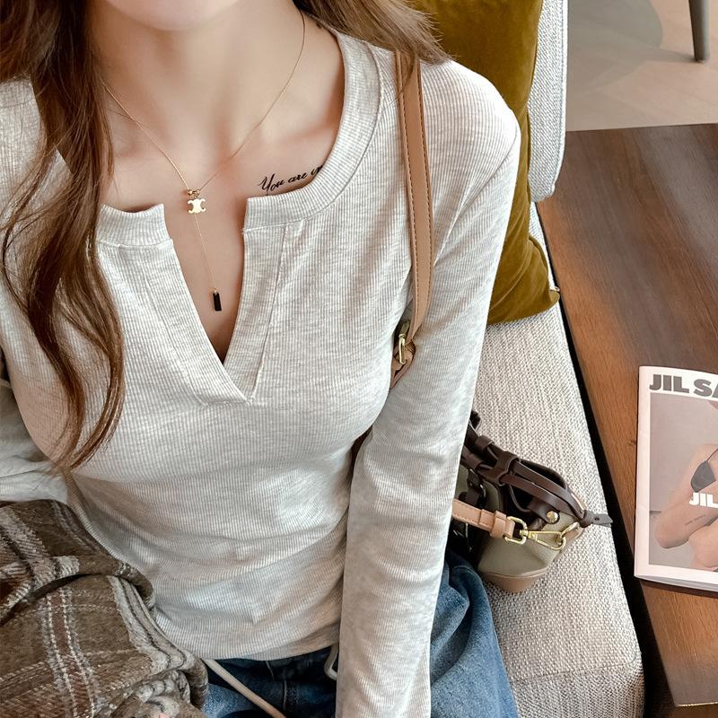 Áo dài tay cổ trụ chữ V dáng ôm body 15 màu nữ - Thun kiểu bánh bèo tiểu thư hotgirl oversize bigsize mặc thu đông sexy hàn quốc đẹp peonyb