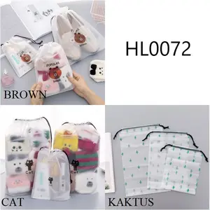 MOLAMOLA HL0072 Tas Serut Travel Storage Bag Make Up Organizer Anti Air Pouch Serut Karakter  Y1034