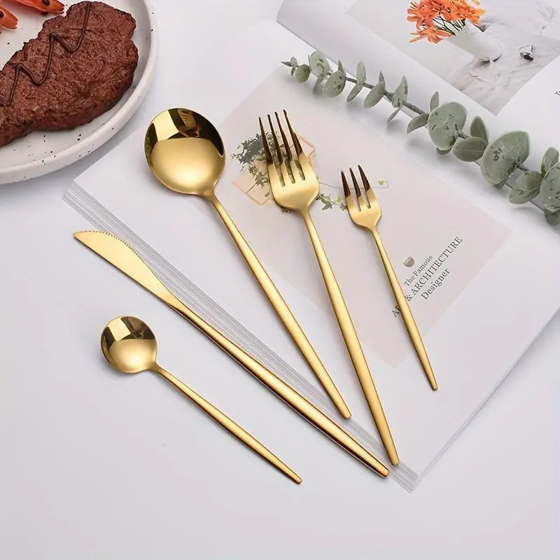 Stainless Steel Cutlery Utensils Set, 60pcs/set Including Knives, Forks & Spoons, Mirror Polished Flatware Set for Parties, Banquets & Restaurants, Kitchen Dinnerware 5