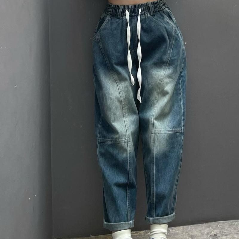 [M531] Quần baggy Jean thụng chín tấc  Nữ lưng chun Women Pants 5